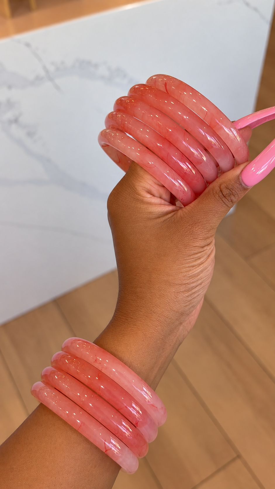 Watermelon Pink Jade Bracelet