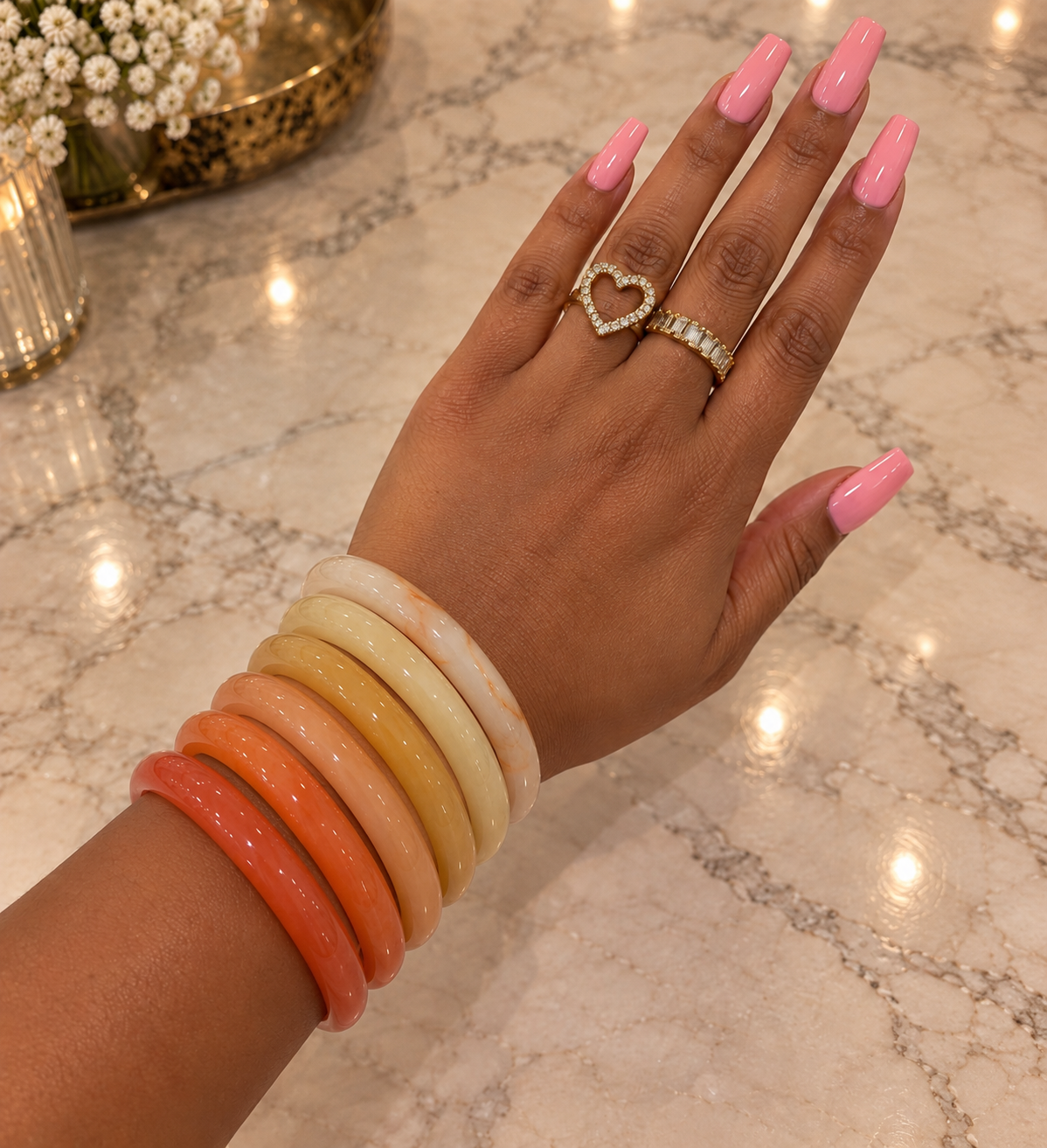 Sunset Cream Jade Bracelet